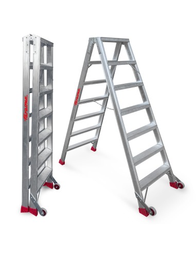 Escalera profesional de tijera NDS5 de doble subida y 7+7 peldaños - FARAONE