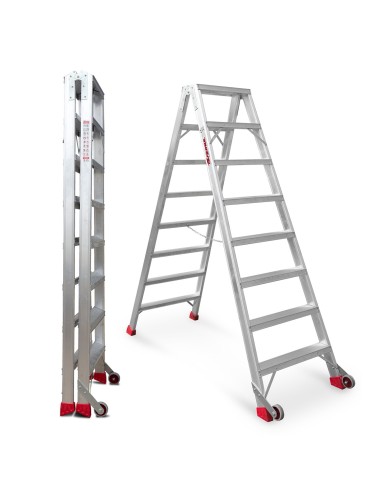 Escalera profesional de tijera NDS5 de doble subida y 8+8 peldaños - FARAONE