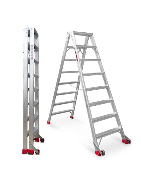 Escalera profesional de tijera NDS5 de doble subida y 8+8 peldaños - FARAONE
