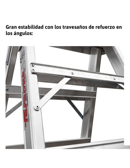 Escadote profissional NDS5 com subida dupla e 9+9 degraus - FARAONE