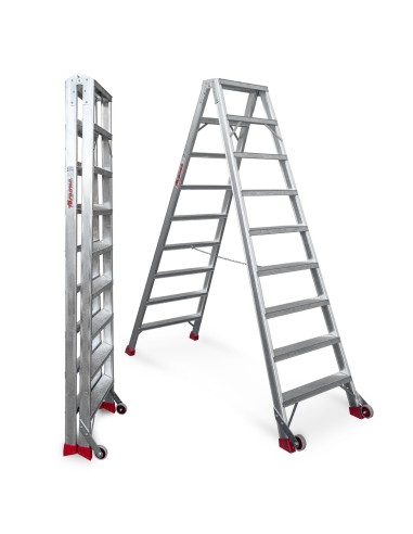 Escalera profesional de tijera NDS5 de doble subida y 9+9 peldaños - FARAONE
