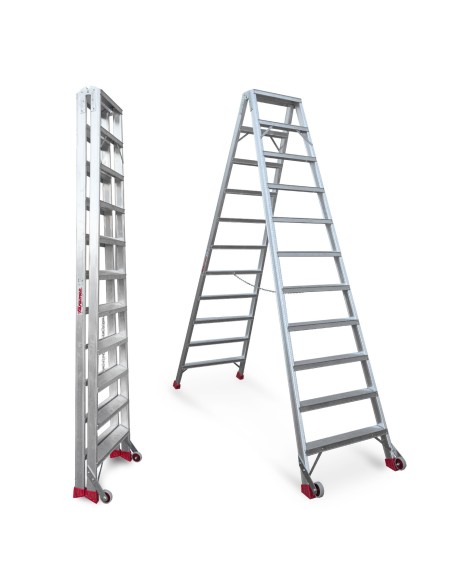 Escadote profissional NDS5 com subida dupla e 11+11 degraus - FARAONE