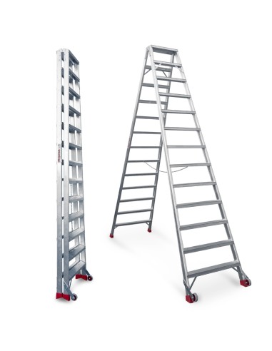 Escadote profissional NDS5 com subida dupla e 13+13 degraus - FARAONE