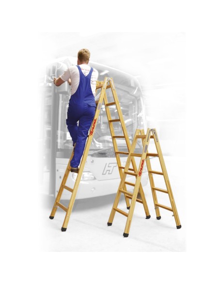 Escalera profesional de doble subida LD07 y 7+7 peldaños - FARAONE