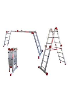 Escada profissional articulada e multiusos EA614 com 14 degraus - FARAONE