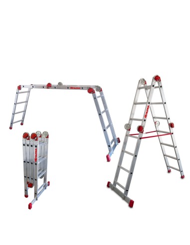 Escada profissional articulada e multiusos EA614 com 14 degraus - FARAONE