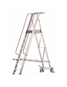 Escalera profesional y móvil de almacén. 1x7 peldaños