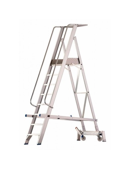 Escalera profesional y móvil de almacén. 1x7 peldaños