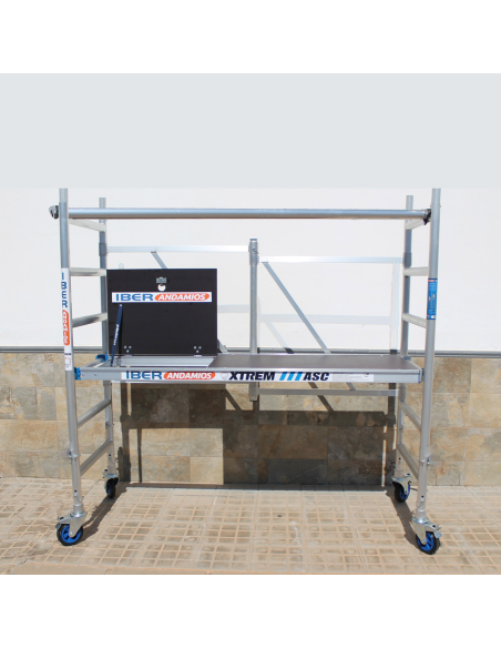 Andamio Plegable de aluminio 75x190 3m altura trabajo con trampilla y barra - XTREM