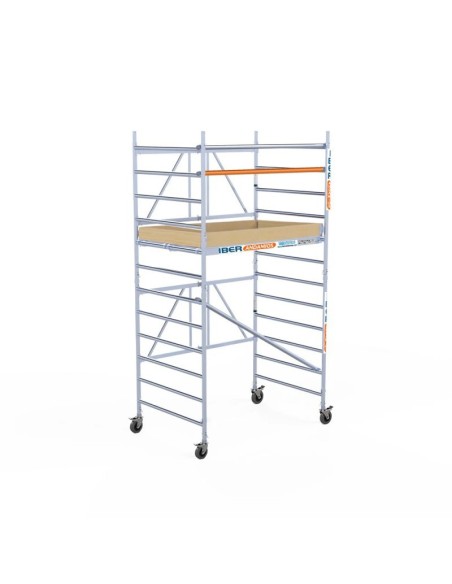 Andaime dobrável em alumínio 135x190 - 4,70 m de altura de trabalho com rodapés