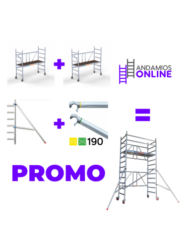 PROMO Andaime dobrável em alumínio 2x1 75x190 - 4,70 m Altura de trabalho