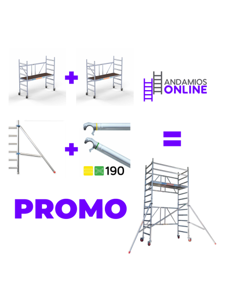 PROMO Andaime dobrável em alumínio 2x1 75x190 - 4,70 m Altura de trabalho