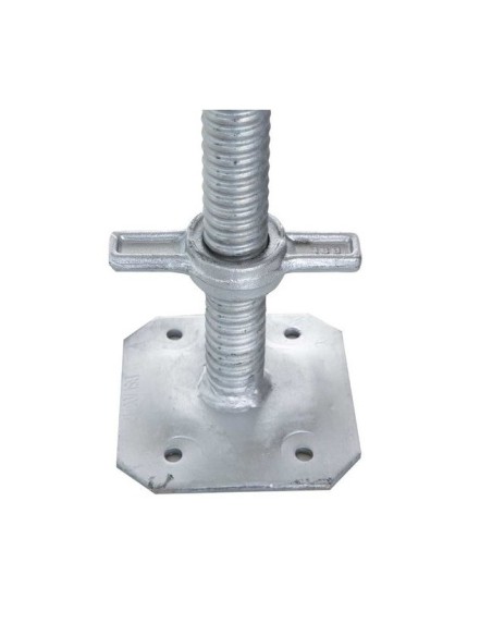 Husillo de acero para andamios 1,00 m con placa base