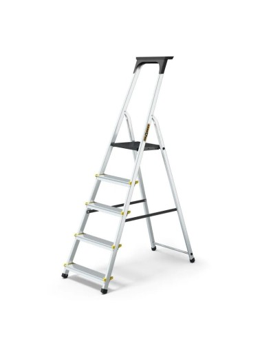 Escalera plegable profesional de 3 a 5 peldaños con bandeja de herramientas - DRABEST