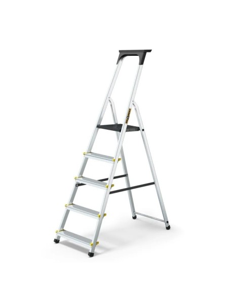 Escalera plegable profesional de 3 a 5 peldaños con bandeja de herramientas - DRABEST