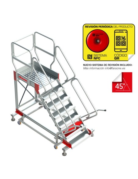 Escada profissional com plataforma e rodas SY45. De 4 a 17 passos - FARAONE