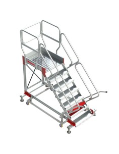 Escalera profesional con plataforma y ruedas SY45. De 4 a 17 peldaños - FARAONE