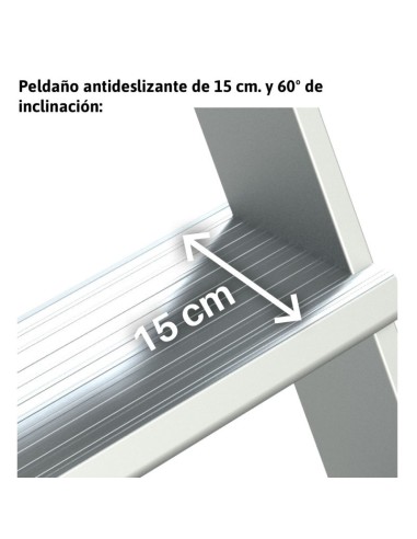 Escalera profesional con plataforma y ruedas SY60. De 4 a 17 peldaños - FARAONE