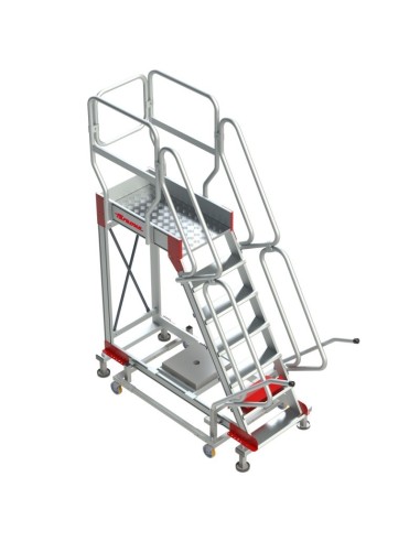 Escalera profesional con plataforma y ruedas SY60. De 4 a 17 peldaños - FARAONE