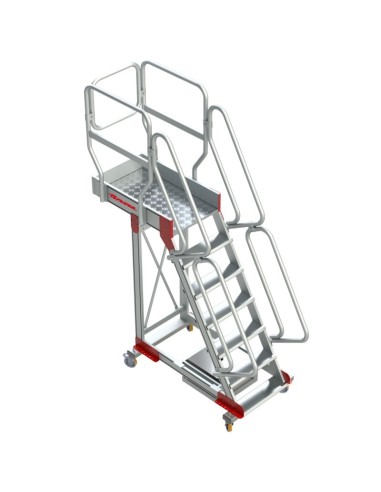 Escalera profesional con plataforma, voladizo y ruedas. De 5 a 17 peldaños - FARAONE