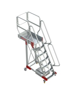 Escalera profesional con plataforma, voladizo y ruedas. De 5 a 17 peldaños - FARAONE