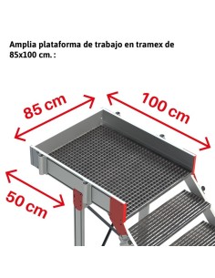 Escalera profesional con plataforma, voladizo y ruedas. De 4 a 12 peldaños - FARAONE 2