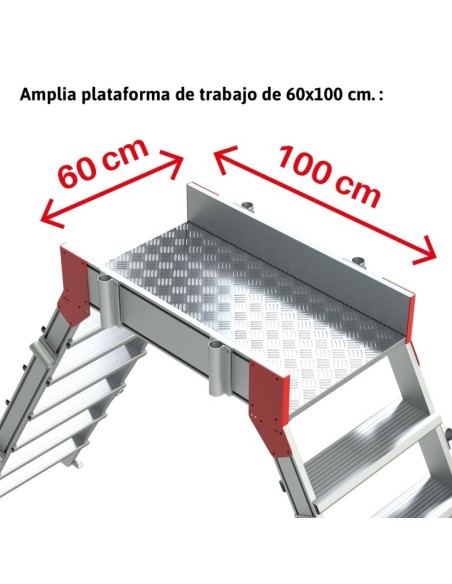 Escalera profesional tipo puente con plataforma y ruedas SP60 - FARAONE