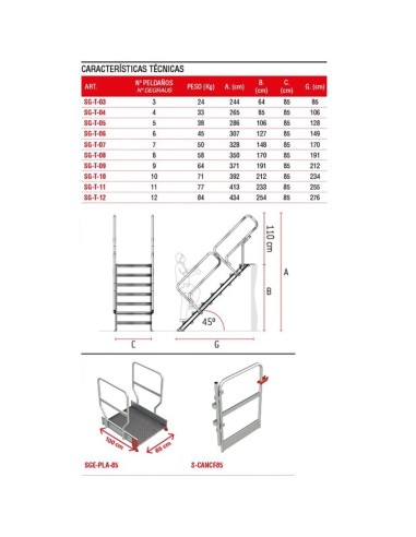 Escalera profesional fija de tramex inclinación 45º - FARAONE
