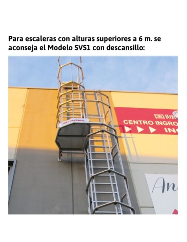 Escalera profesional vertical SVS1 con jaula y descansillo - FARAONE
