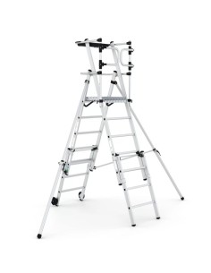 Escalera profesional telescópica con ruedas de 5 a 7 peldaños 2