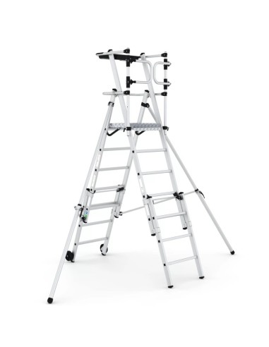 Escada telescópica profissional com rodas de 5 a 7 degraus
