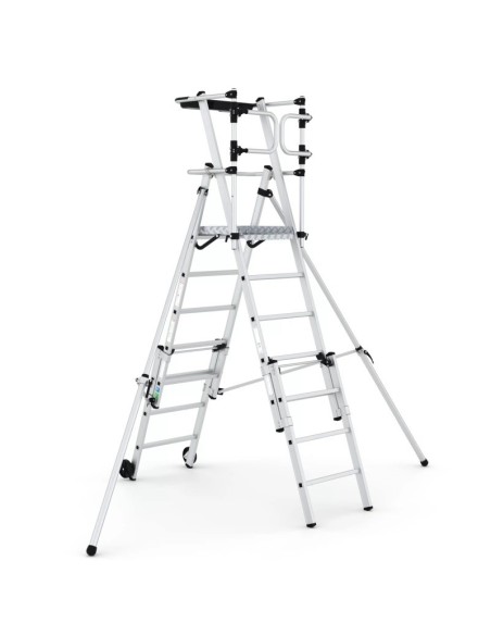 Escada telescópica profissional com rodas de 5 a 7 degraus