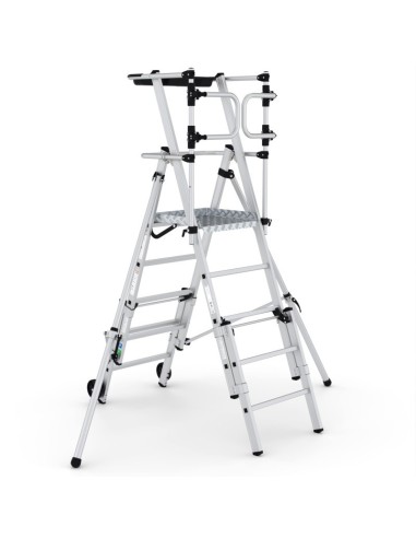 Escada telescópica profissional com rodas de 5 a 7 degraus