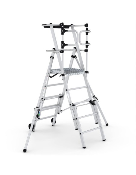Escada telescópica profissional com rodas de 5 a 7 degraus