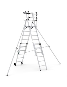 Escada telescópica profissional com rodas de 7 a 10 degraus