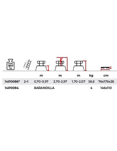 Plataforma profissional telescópica DUAL 2-3 degraus - PERSUM