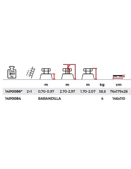 Plataforma profissional telescópica DUAL 2-3 degraus - PERSUM