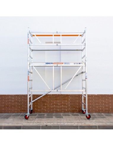 Andaime dobrável em alumínio 75x190 - 3,85 m Altura de trabalho com barras extra