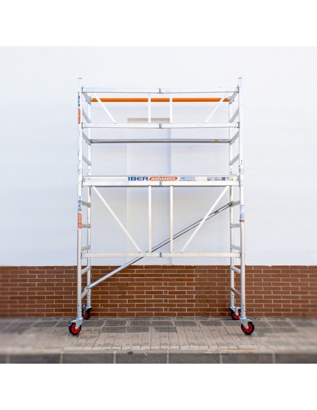 Andaime dobrável em alumínio 75x190 - 3,85 m Altura de trabalho com barras extra