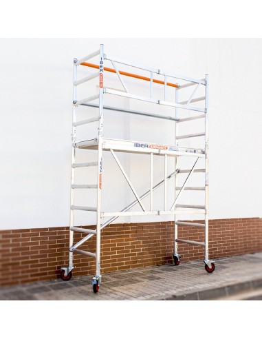 Andaime dobrável em alumínio 75x190 - 3,85 m Altura de trabalho com barras extra