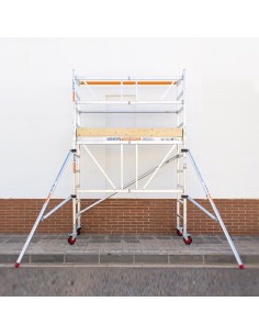 Andamio plegable de aluminio 75x190 - 3,85 m Altura de trabajo rodapié + estabilizadores 2