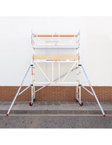Andamio plegable de aluminio 75x190 - 3,85 m Altura de trabajo rodapié + estabilizadores