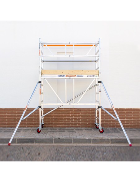 Andaime dobrável em alumínio 75x190 - 3,85 m Altura de trabalho rodapé + estabilizadores