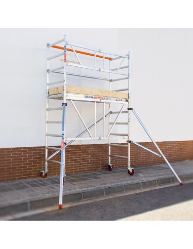 Andamio plegable de aluminio 75x190 - 3,85 m Altura de trabajo rodapié + estabilizadores