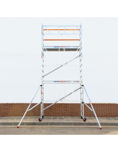 Andaime dobrável em alumínio 75x190 - 5,70 m de altura de trabalho e estabilizadores