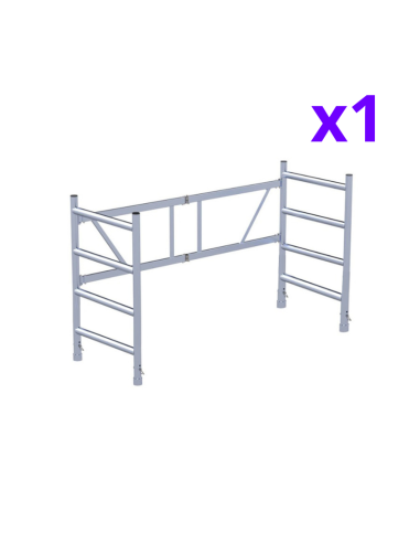 Andamio plegable de aluminio 75x190 - 3,85 m Altura de trabajo rodapié + estabilizadores