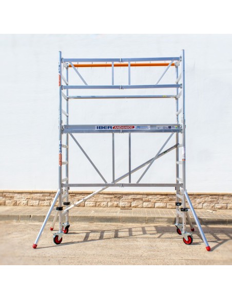 Andamio plegable de aluminio 75x190 - 3,85 m Altura de trabajo con estabilizadores Quickstab
