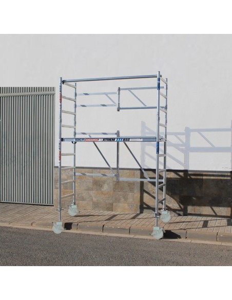 Andaime dobrável em alumínio 75x190 4,00m altura de trabalho com rodas de borracha 500KG - XTREM