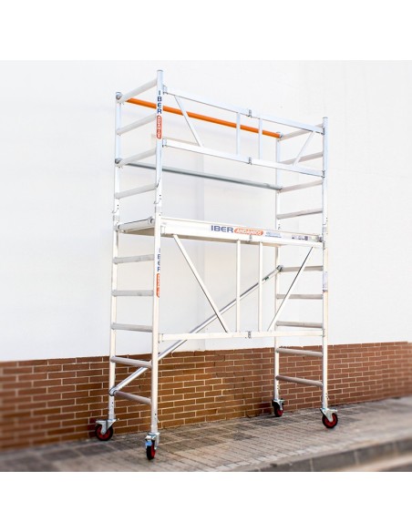 Andaime dobrável em alumínio 75x190 - 3,85 m Altura de trabalho com barras extra