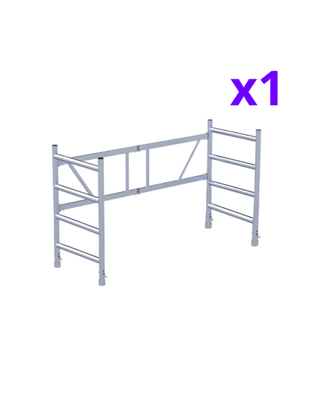 Andamio plegable de aluminio 75x190 - 3,85 m Altura de trabajo con barras extra